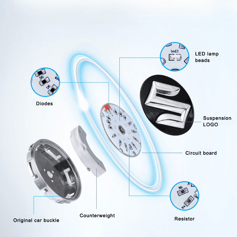 Suitable For Suzuki Magnetic Suspension Hub Caps & LED Suspension Luminous Wheel Hub Lights-Greetlamp