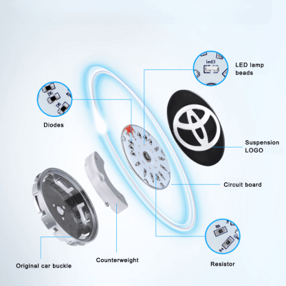 Suitable For Toyota & Crown Magnetic Suspension Hub Caps & LED Suspension Luminous Wheel Hub Lights-Greetlamp