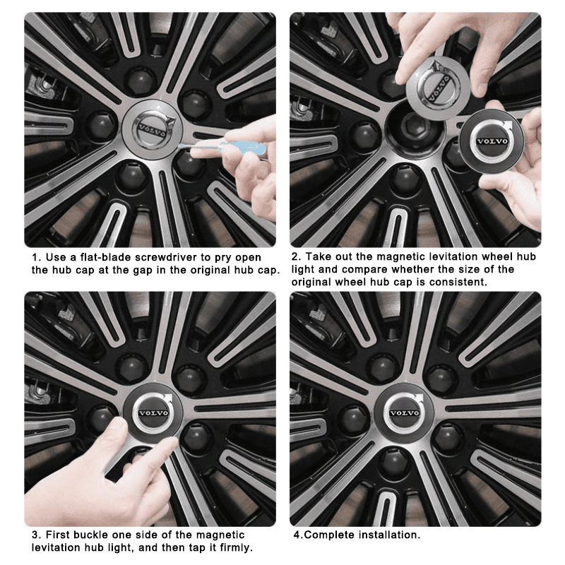Suitable For Volvo Magnetic Suspension Hub Caps & LED Suspension Luminous Wheel Hub Lights-Greetlamp