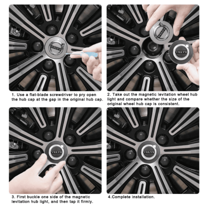 Suitable For Volvo Magnetic Suspension Hub Caps & LED Suspension Luminous Wheel Hub Lights-Greetlamp