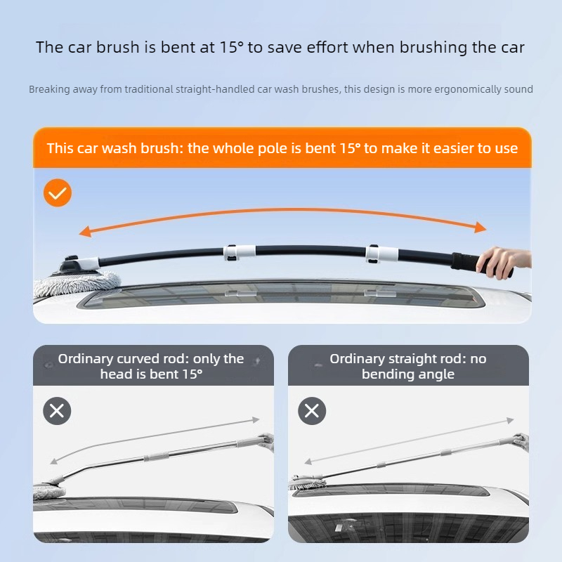 The 3‑Section Telescopic Car Wash Mop | 15° Bent Head + Ultra‑Soft Microfiber – No More Scratches