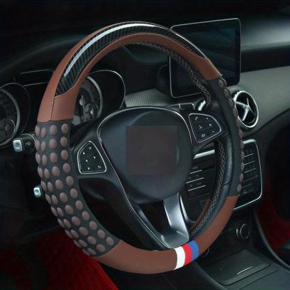 PU Leather Steering Wheel Cover with Inner Rim - Fits Most Cars (161-252mm)-Greetlamp