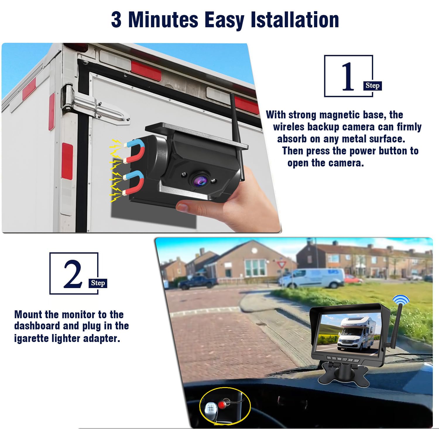 Magnetic Solar Wireless Backup Camera