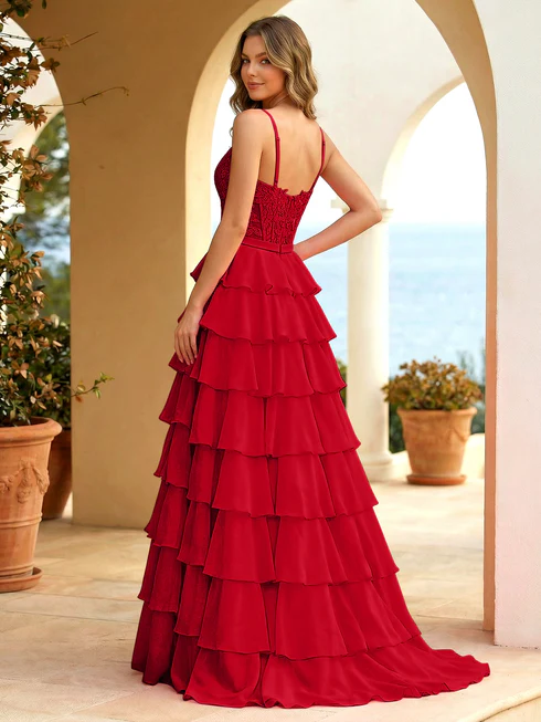 Fuchsia A Line  Applique Bow Prom Gowns with Slit