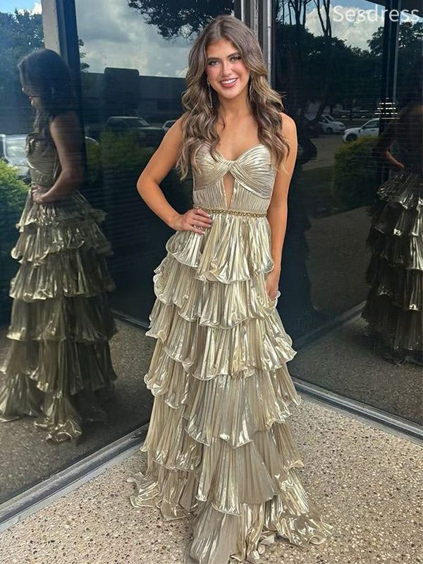 Unique Sweetheart Strapless A-line Long Evening Dress,Prom Dress