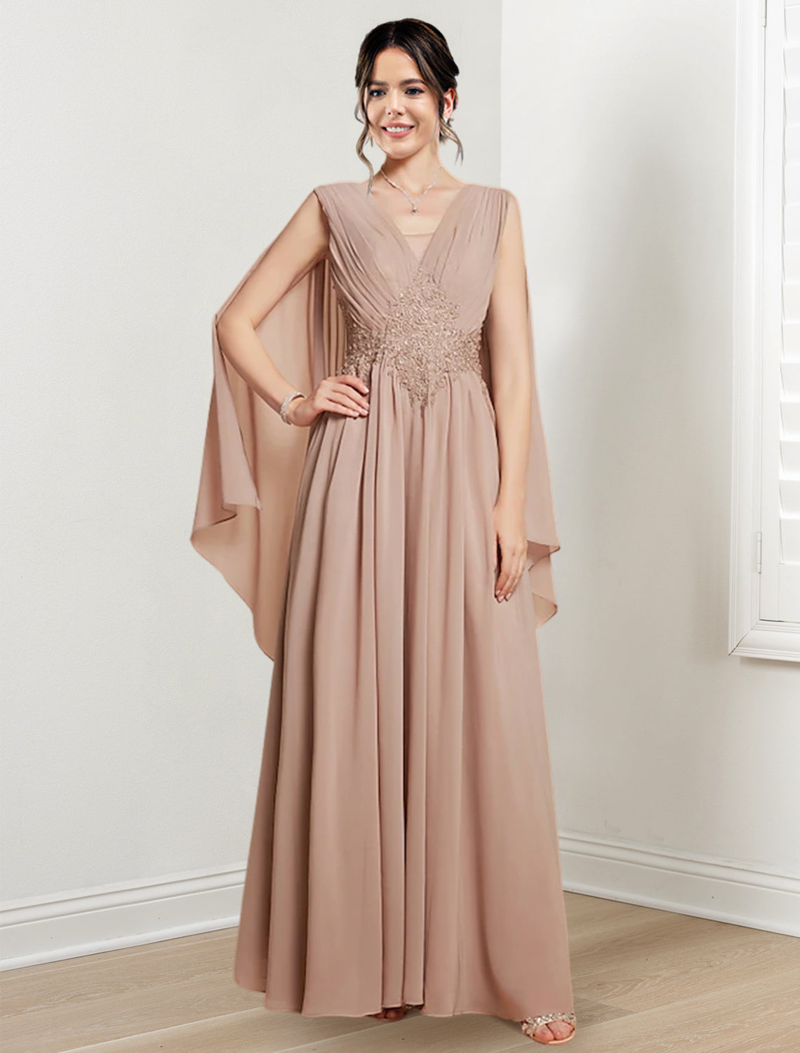 A-Line/Princess V-Neck Floor-Length Mother of the Bride Dresses