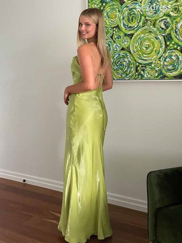 Vintage Green Spaghetti Strap Mermaid Long Evening Dress,Prom Dress