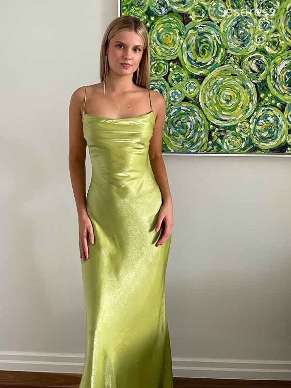 Vintage Green Spaghetti Strap Mermaid Long Evening Dress,Prom Dress