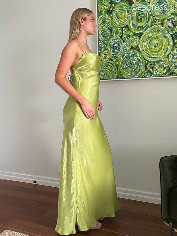 Vintage Green Spaghetti Strap Mermaid Long Evening Dress,Prom Dress