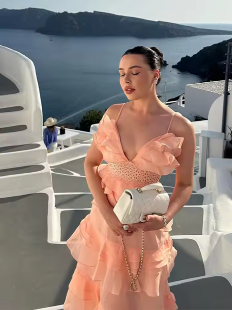 Gorgeous V-neck Spaghetti Strap Ruffles A-line Long Evening Dress,Prom Dress