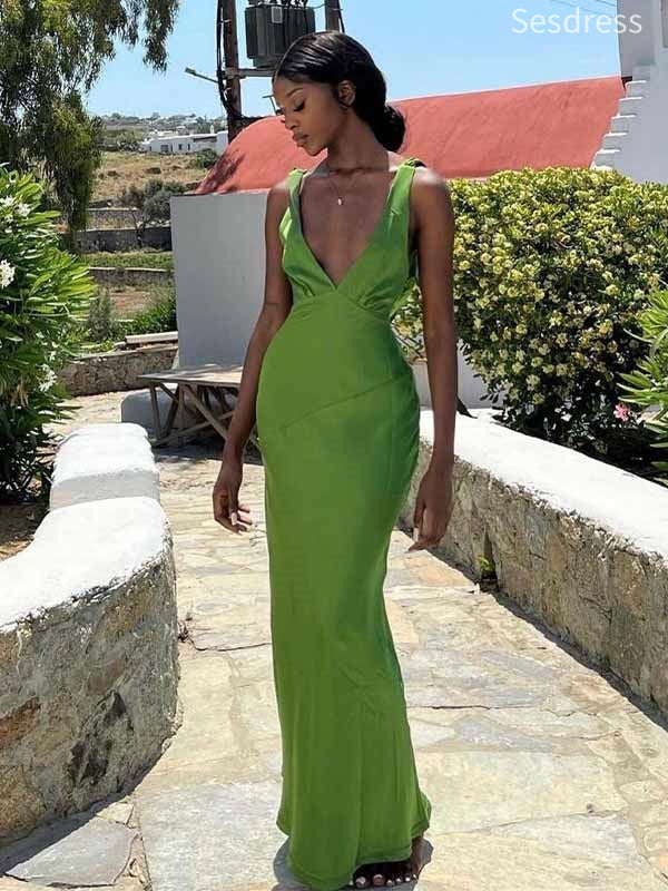 Elegant Deep V-neck Straps Mermaid Long Evening Dress,Prom Dress