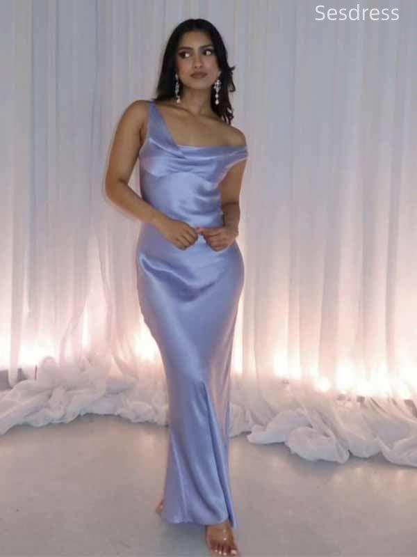 Unique Violet One Shoulder Mermaid Long Evening Dress,Prom Dress