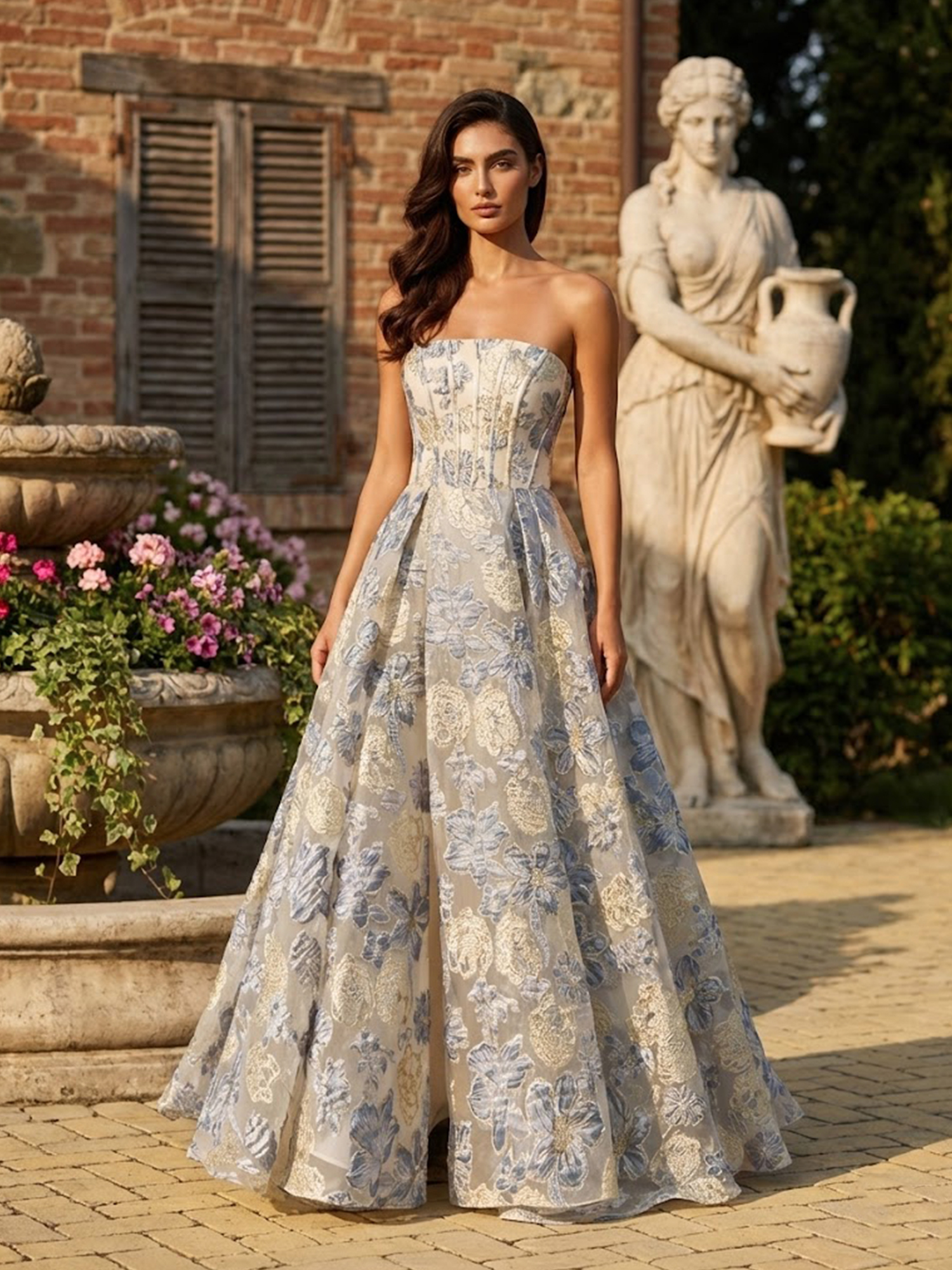 Strapless 3D Embroidered Prom Dresses for Teens A Line Sweet 16 Dress