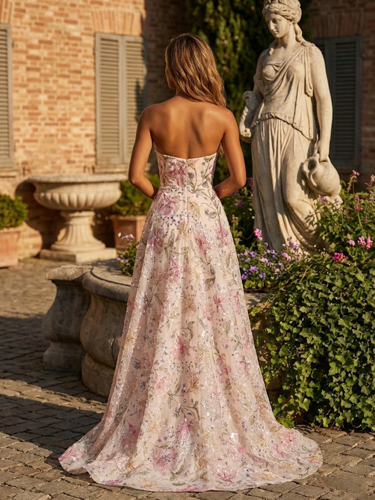 3D Flower Strapless Prom Dresses for Teens Satin A Line Wedding Guest Dress