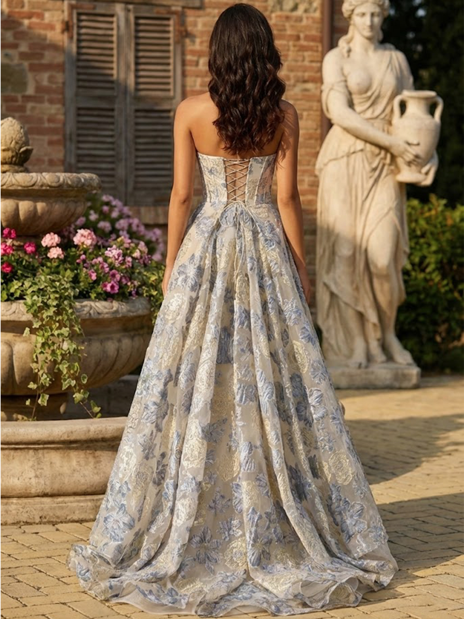 Strapless 3D Embroidered Prom Dresses for Teens A Line Sweet 16 Dress