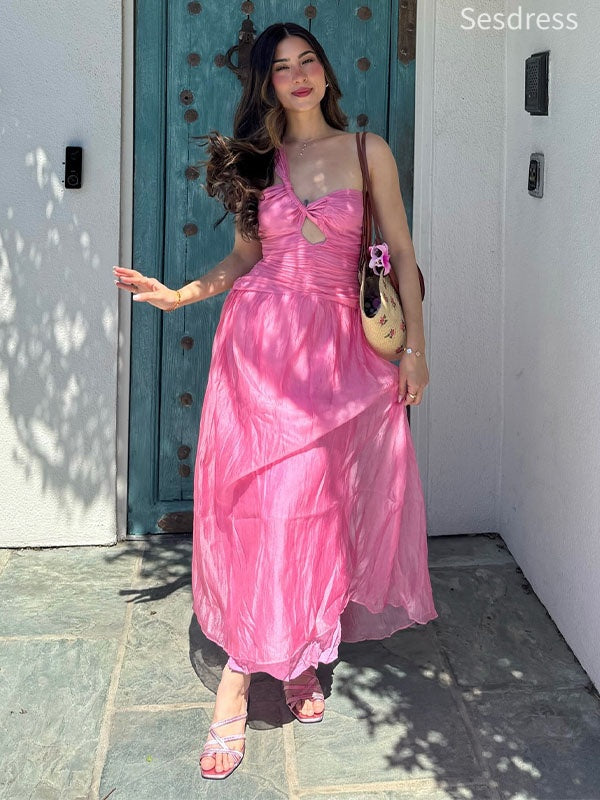 Elegant Sweetheart One Shoulder A-line Long Party Dress,Prom Dress