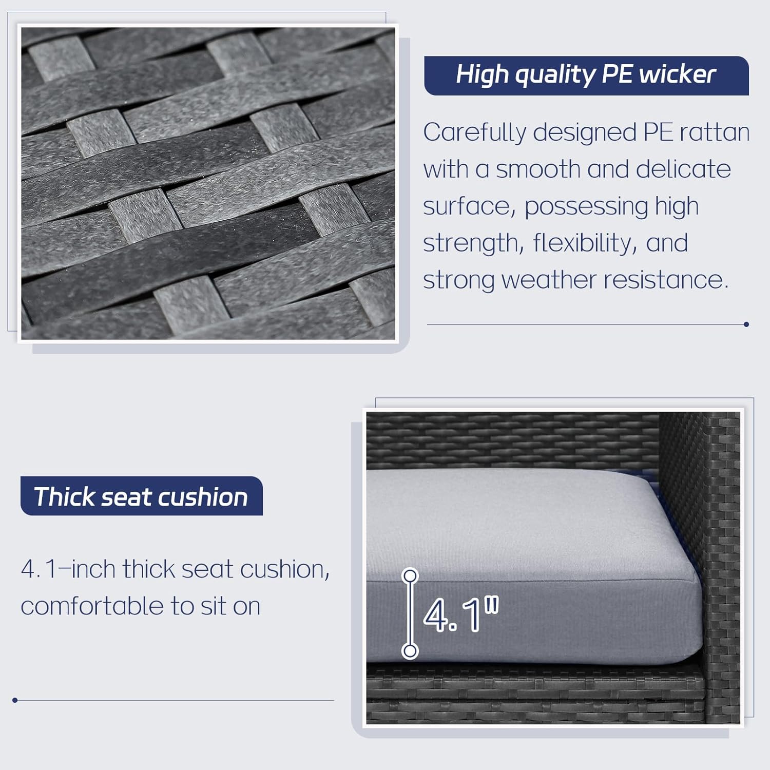 9 Pieces High back Wicker Patio Furniture Set with Firepit, High Weight Capacity Outdoor Sectional Couch Sofa 8-Seater Modular