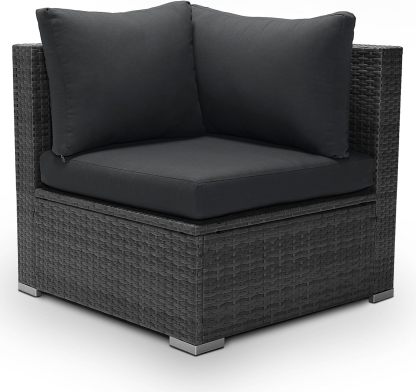1 Piece PE Rattan Patio Furniture Corner Sofa with Thick Cushions Outdoor Wicker Seating