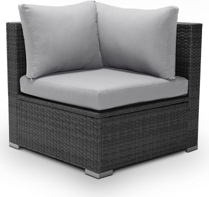 1 Piece PE Rattan Patio Furniture Corner Sofa with Thick Cushions Outdoor Wicker Seating