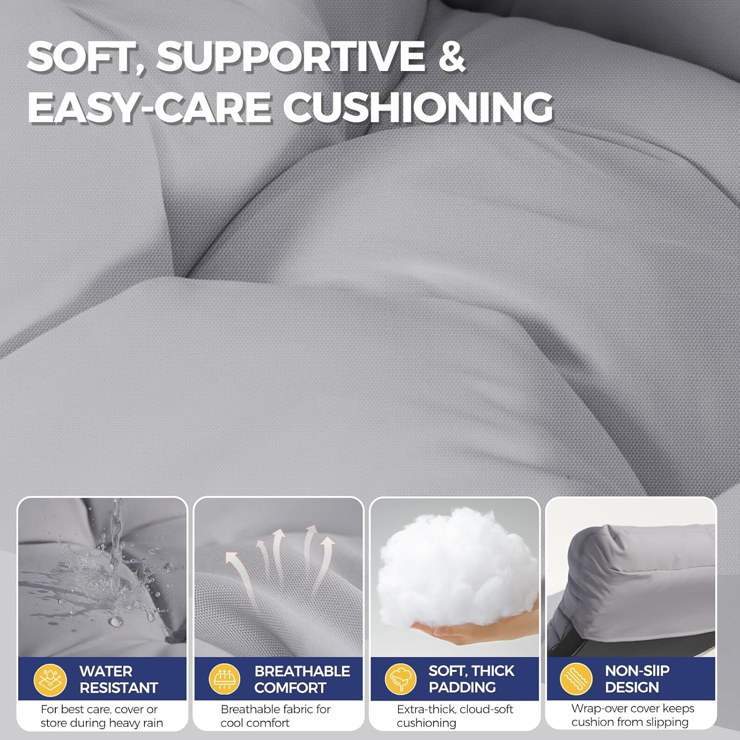 Oversized Indoor Outdoor Lounge Royal Rocking Chair with Armrest Footrest for Napping Relaxing, Heavy Duty Patio Reclining Papasan Rocker Chair