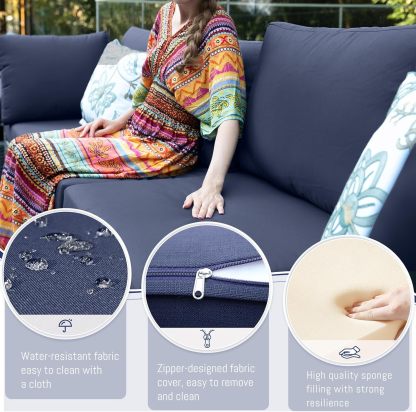 13 Piece High Back Large Outdoor Sectional Sets with Firepit, Extra Wide Deep Seat Patio Sets Modular, All-Weather High Weight Capacity Backyard Sitting Sets