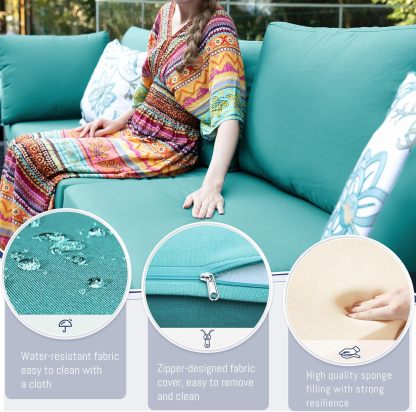 11 Piece Large High Back Grey Rattan Patio Furniture Sets with Firepit and Loungers, Comfortable Deep Wide Seat Outdoor Sectional Conversation Couch Sofa Modualr