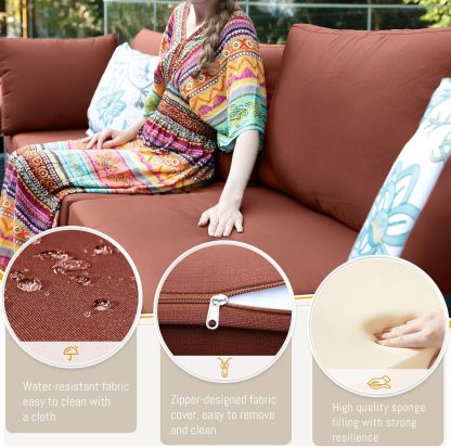 9 Pcs High Back Outdoor Sectional Set with Firepit Table, Modern Luxury Patio Furniture Seating Set, Oversized Wide Deep Modular 8-Seater Couch Sofa for Backyard