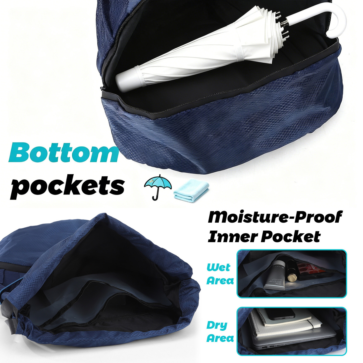 Bocaoying Sports Drawstring Backpack, Waterproof Gym Backpack, Swim Bag with Shoes Compartment, Pull String Sport Bag for Soccer and Basketball