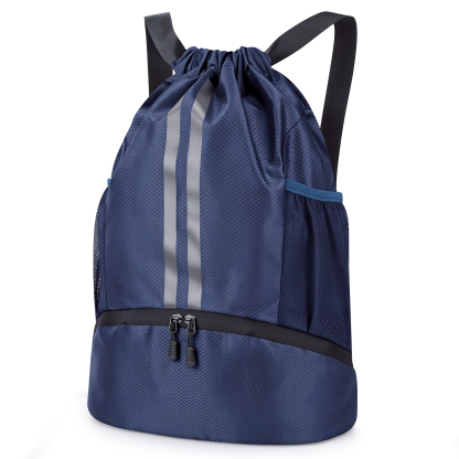 Bocaoying Sports Drawstring Backpack, Waterproof Gym Backpack, Swim Bag with Shoes Compartment, Pull String Sport Bag for Soccer and Basketball