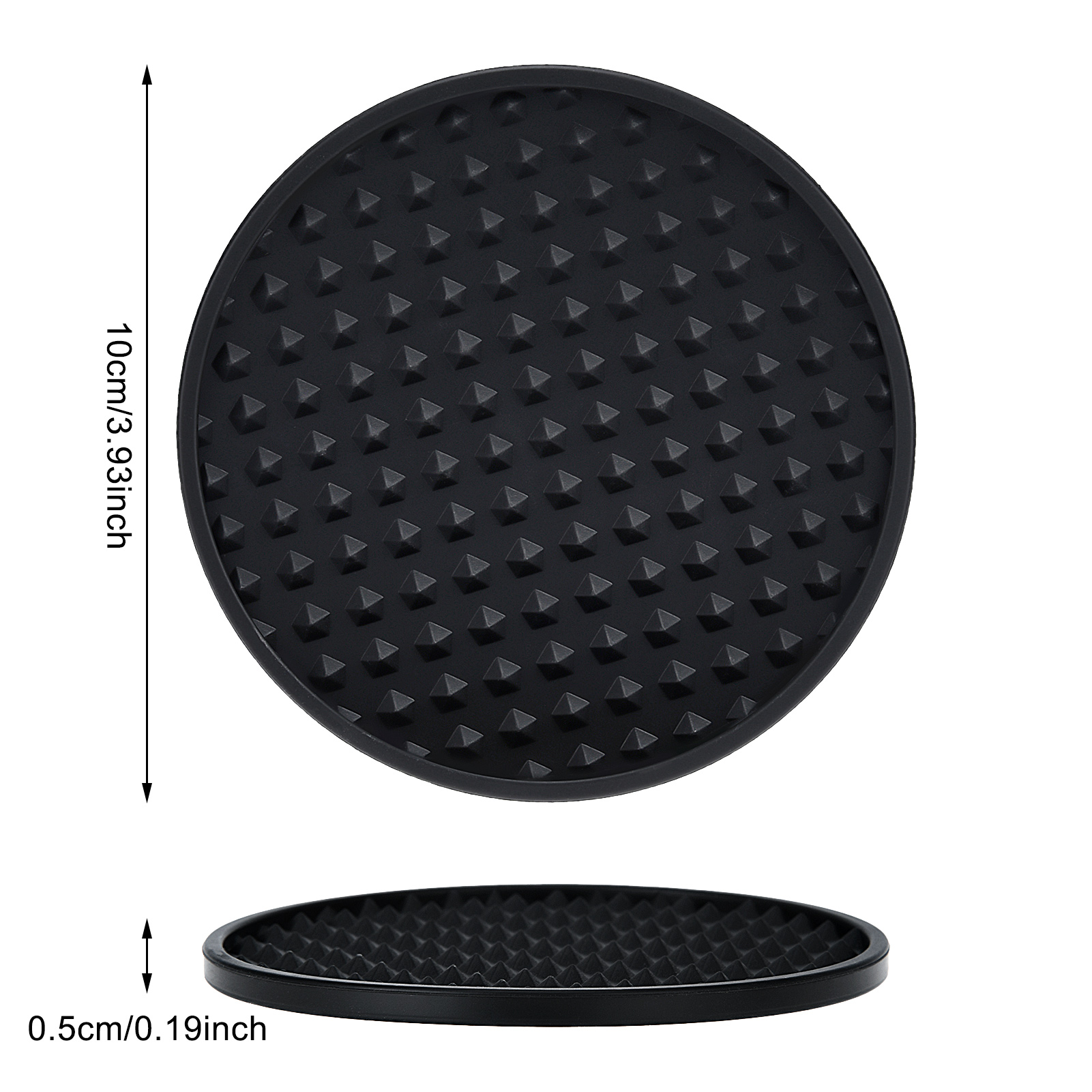 Hengguang 8 Pcs Coasters for Drinks with Holder, Silicone Coasters with Grooved Design Non-Slip Cup Mat for Coffee, Beer, Tabletop Protection Pad(Black)