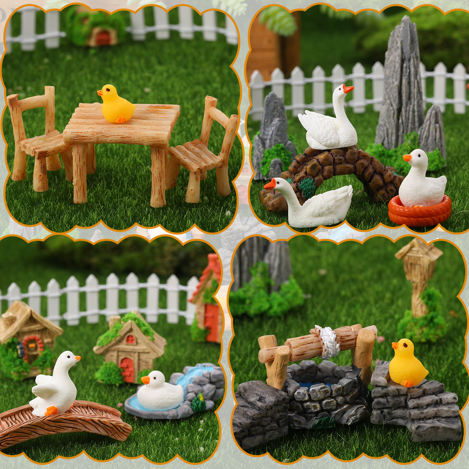 topjuju 34 Pcs Mini Resin Farm Animal Figurines, Outdoor Fairy Garden Accessories Set, Cute Realistic Micro Landscape Decor for Terrarium & Garden