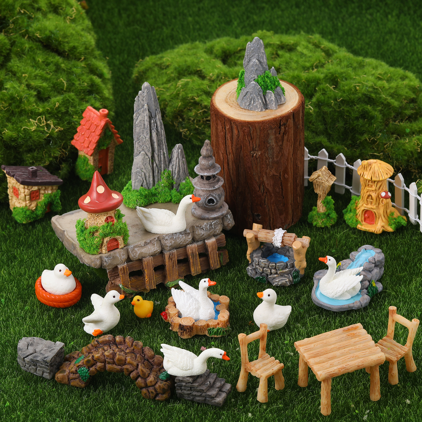 topjuju 34 Pcs Mini Resin Farm Animal Figurines, Outdoor Fairy Garden Accessories Set, Cute Realistic Micro Landscape Decor for Terrarium & Garden