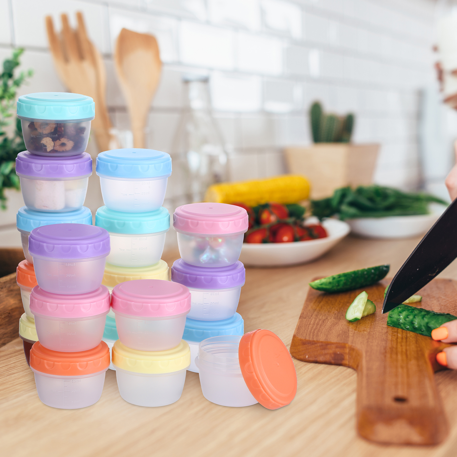 AOWOO 18 Pack 2.7 Oz Salad Dressing Container To Go with Lids, Plastic Reusable Condiment Cups Containers, Dishwasher and Microwave Safe Tiny Sauce Containers