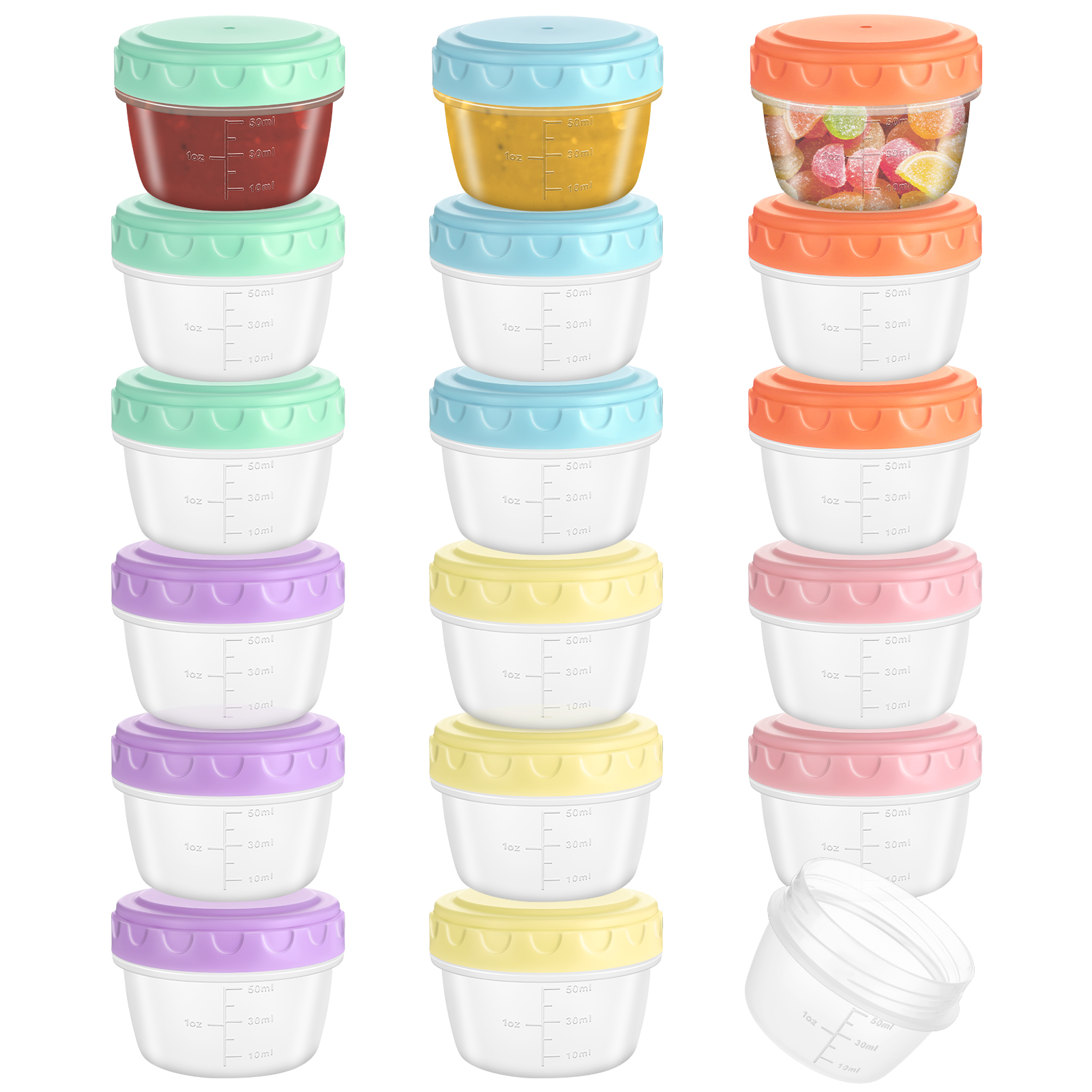 AOWOO 18 Pack 2.7 Oz Salad Dressing Container To Go with Lids, Plastic Reusable Condiment Cups Containers, Dishwasher and Microwave Safe Tiny Sauce Containers