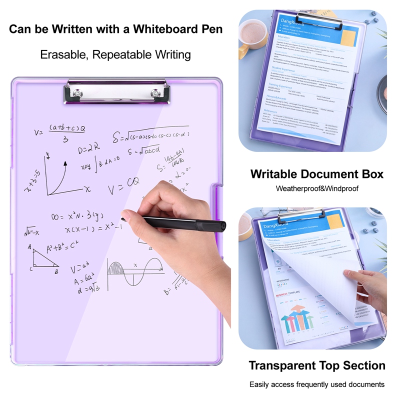 sixwipe Clipboard with Storage, 8.5x11 Heavy Duty Boards with 2 Storage Case and Compartment Translucent, Nursing Clipboard Folder Case for Office Supplies