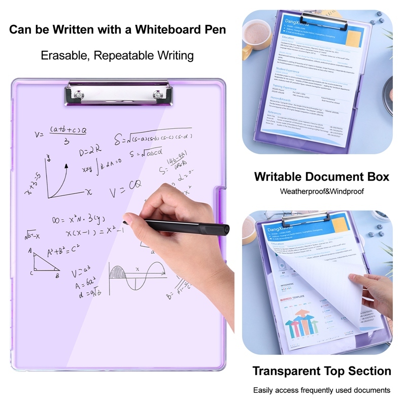 sixwipe Clipboard with Storage, 8.5x11 Heavy Duty Boards with 2 Storage Case and Compartment Translucent, Nursing Clipboard Folder Case for Office Supplies