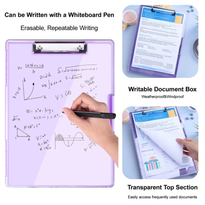 sixwipe Clipboard with Storage, 8.5x11 Heavy Duty Boards with 2 Storage Case and Compartment Translucent, Nursing Clipboard Folder Case for Office Supplies