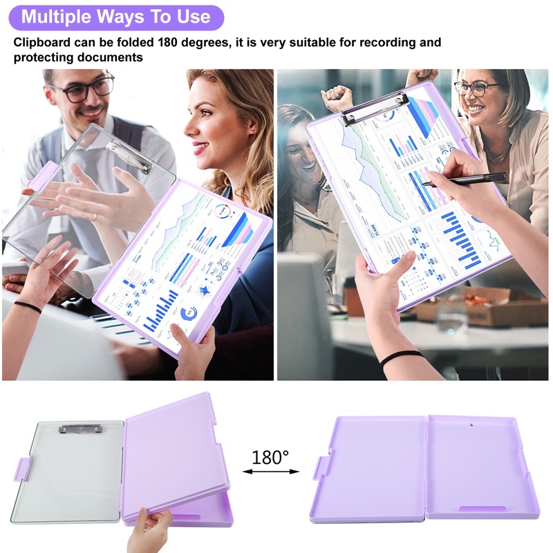 sixwipe Clipboard with Storage, 8.5x11 Heavy Duty Boards with 2 Storage Case and Compartment Translucent, Nursing Clipboard Folder Case for Office Supplies
