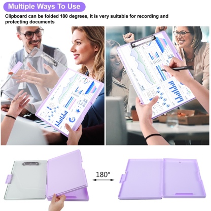 sixwipe Clipboard with Storage, 8.5x11 Heavy Duty Boards with 2 Storage Case and Compartment Translucent, Nursing Clipboard Folder Case for Office Supplies