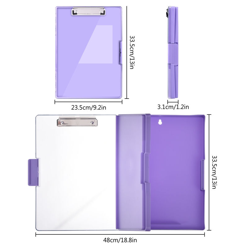 sixwipe Clipboard with Storage, 8.5x11 Heavy Duty Boards with 2 Storage Case and Compartment Translucent, Nursing Clipboard Folder Case for Office Supplies