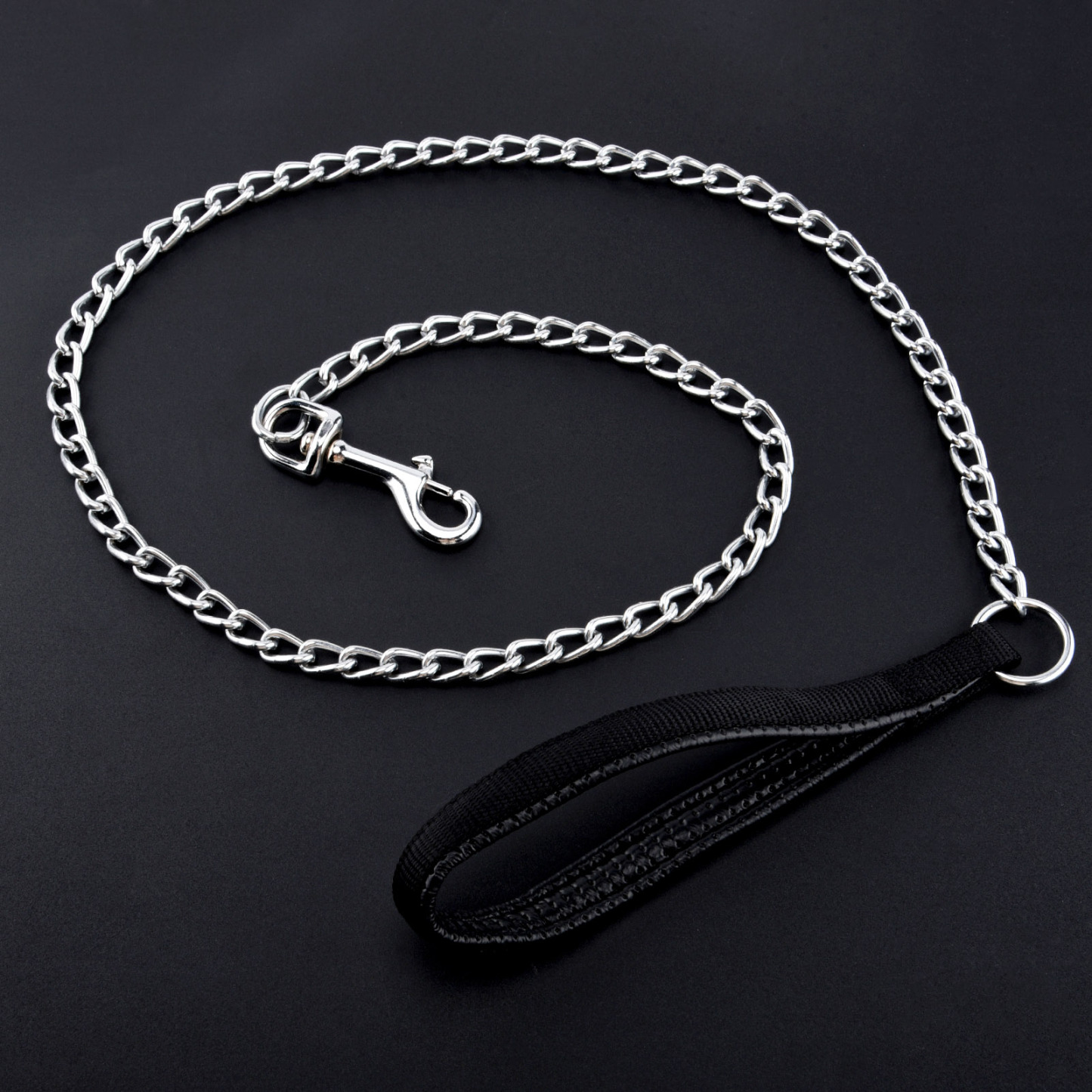 HEQUSIGNS Metal Dog Chain Leash, 49.6inch Heavy Duty Chew Proof Pet Leash Chain with Padded Handle for Small Medium Size Dogs (3.0mm x 4.1ft)