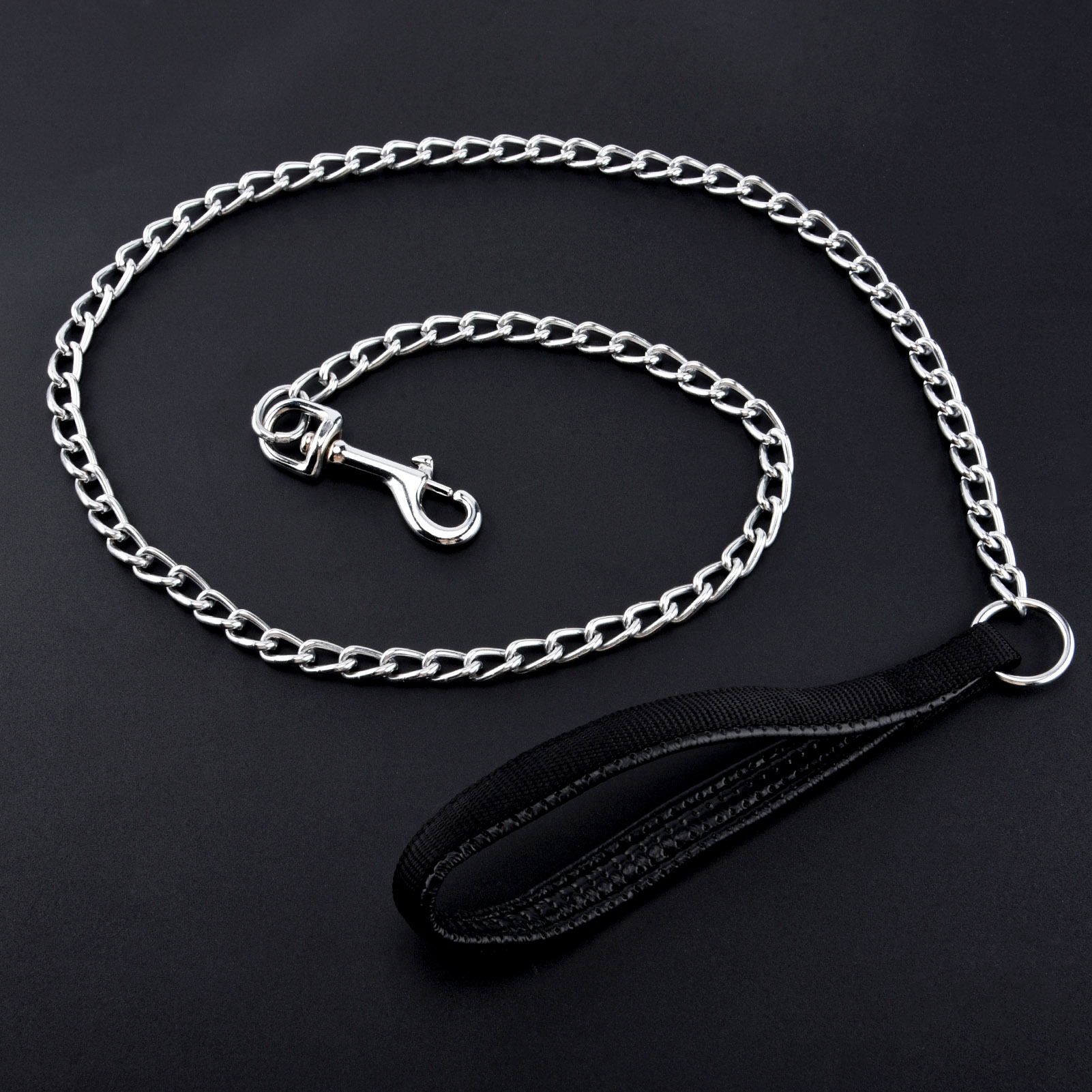 HEQUSIGNS Metal Dog Chain Leash, 49.6inch Heavy Duty Chew Proof Pet Leash Chain with Padded Handle for Small Medium Size Dogs (3.0mm x 4.1ft)