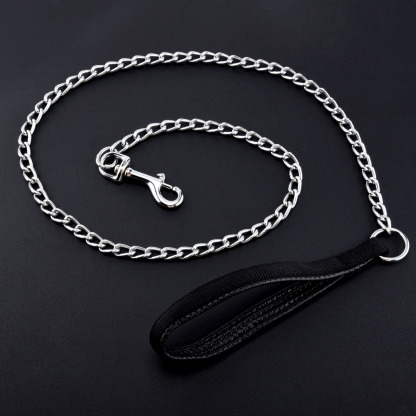 HEQUSIGNS Metal Dog Chain Leash, 49.6inch Heavy Duty Chew Proof Pet Leash Chain with Padded Handle for Small Medium Size Dogs (3.0mm x 4.1ft)
