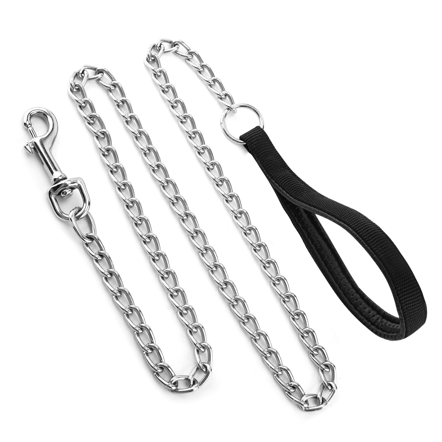 HEQUSIGNS Metal Dog Chain Leash, 49.6inch Heavy Duty Chew Proof Pet Leash Chain with Padded Handle for Small Medium Size Dogs (3.0mm x 4.1ft)
