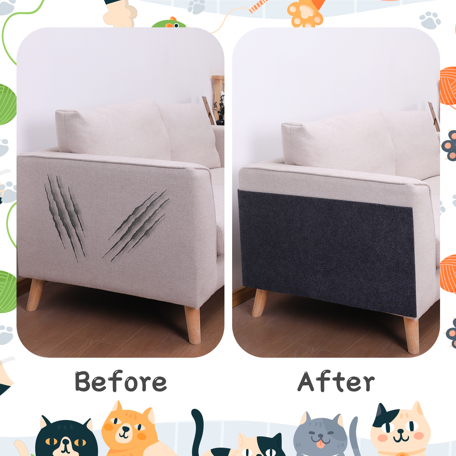 LUIISIS Cat Scratch Furniture Protector, 15.75" x 78.74" Couch Protector from Cat Claws, DIY Cat Couch Protector from Cat Claws for Leather,Wood,Textile Fabrics