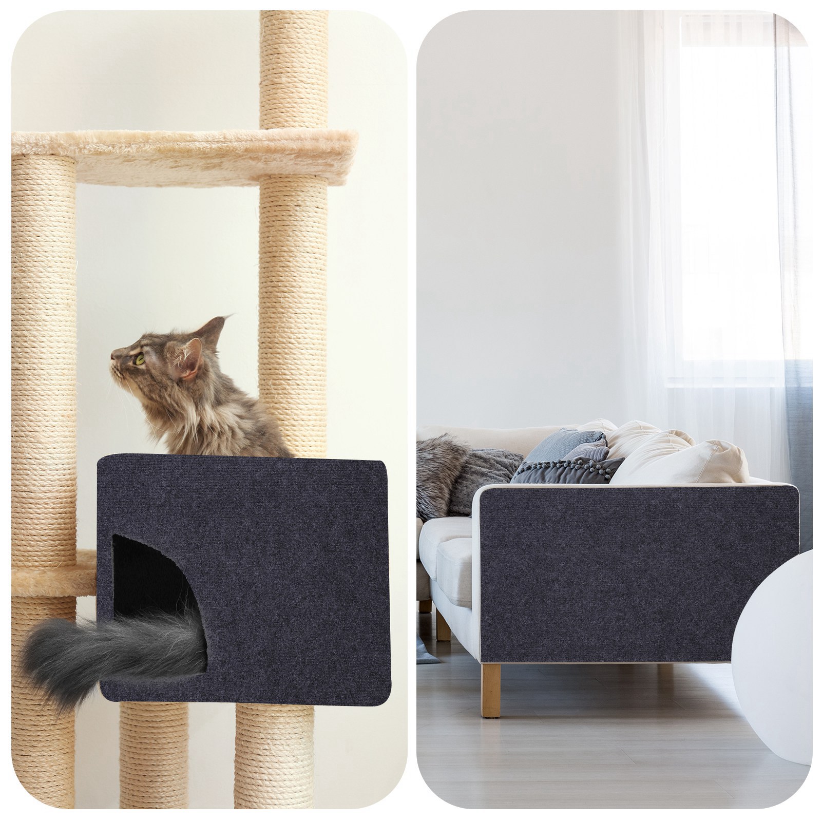 LUIISIS Cat Scratch Furniture Protector, 15.75" x 78.74" Couch Protector from Cat Claws, DIY Cat Couch Protector from Cat Claws for Leather,Wood,Textile Fabrics