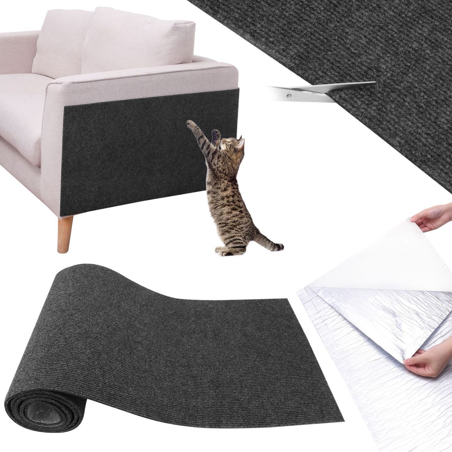 LUIISIS Cat Scratch Furniture Protector, 15.75" x 78.74" Couch Protector from Cat Claws, DIY Cat Couch Protector from Cat Claws for Leather,Wood,Textile Fabrics