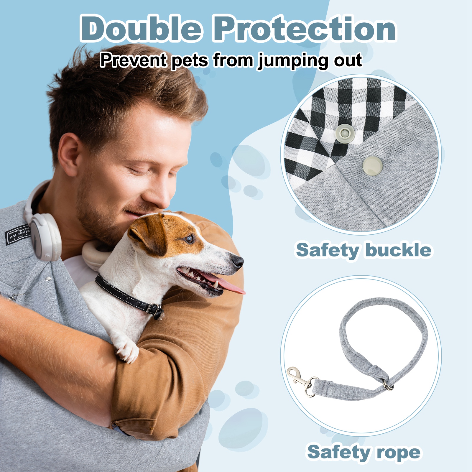 shuaien Dog Carrier Sling,Hand-Free Widened Shoulder Straps Puppy Carrier,Puppy Sling Carrier with Storage Pocket Maximum Load 16 Lbs for Small Dogs Cats Travel Outdoors(Gray)