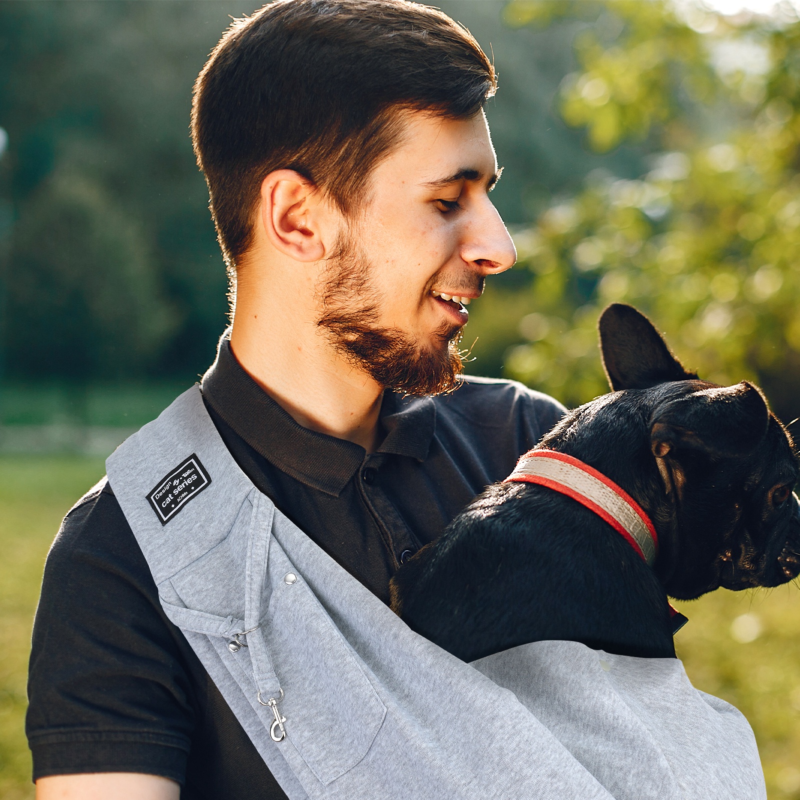 shuaien Dog Carrier Sling,Hand-Free Widened Shoulder Straps Puppy Carrier,Puppy Sling Carrier with Storage Pocket Maximum Load 16 Lbs for Small Dogs Cats Travel Outdoors(Gray)