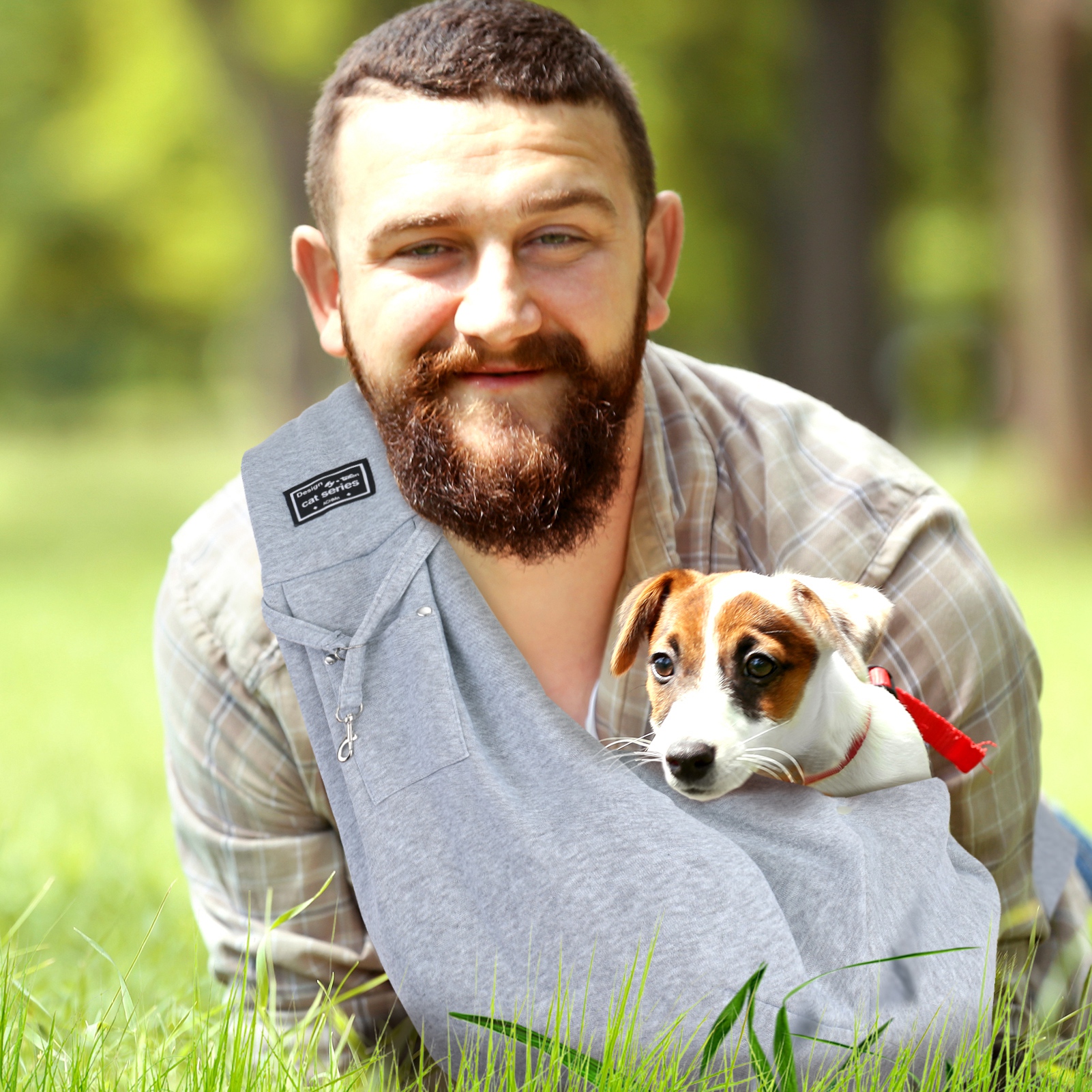 shuaien Dog Carrier Sling,Hand-Free Widened Shoulder Straps Puppy Carrier,Puppy Sling Carrier with Storage Pocket Maximum Load 16 Lbs for Small Dogs Cats Travel Outdoors(Gray)